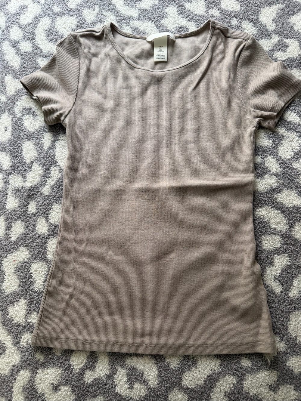 H&M Short Sleeve Scoop Neck Top - Taupe Beige